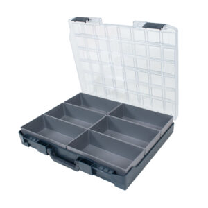 Plastic assortment case incl. 6 inserts gray